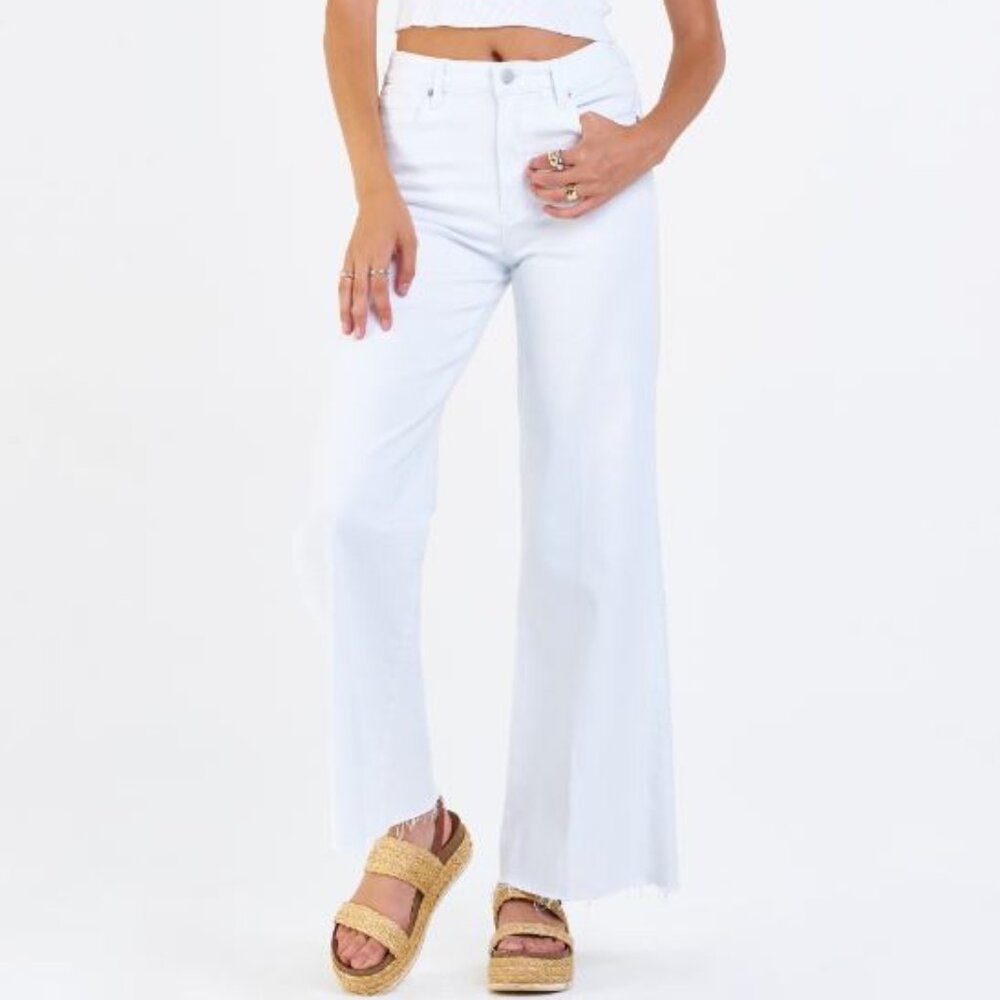Dear John Denim Fiona White Super High Rise Wide Leg Jeans